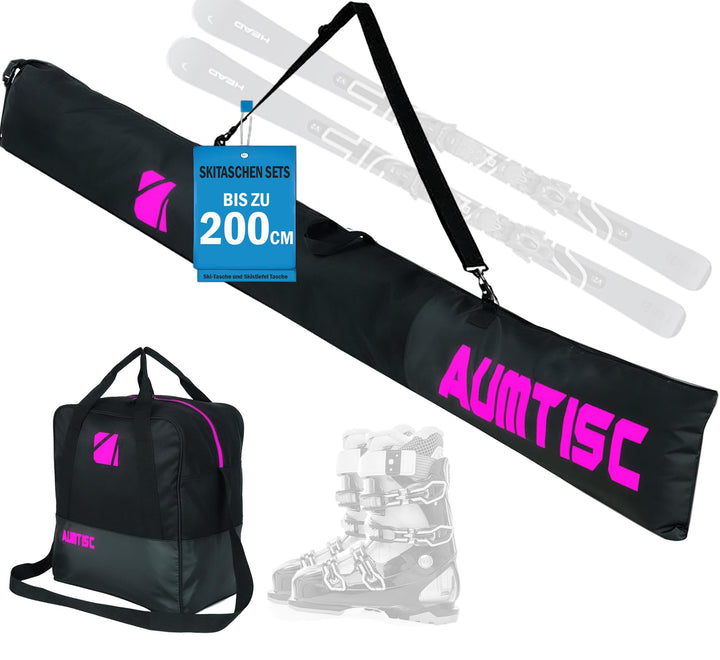 AUMTISC Skitasche und Skischuhtasche Combo - Skitaschen für Flugreisen - gepolsterte Schneeskitasche
