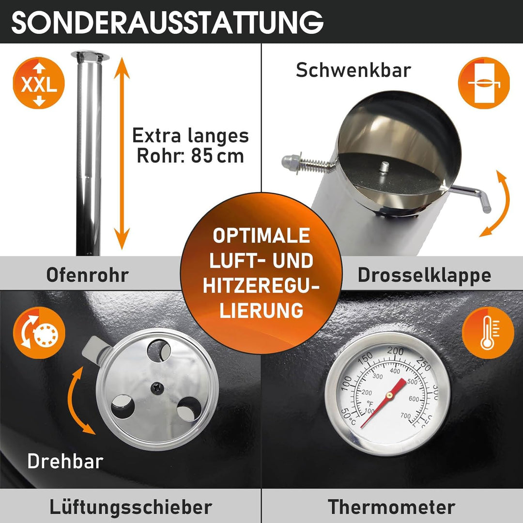 BRAST® Eintopfofen mit Grillfunktion Ofen Kugelgrill Barbecue Grill Outdoor-Küche Gulaschkanone Supp