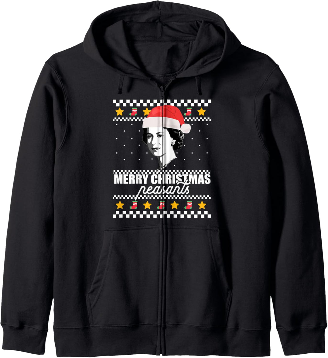 MERRY CHRISTMAS PEASANTS Queen Elizabeth Ugly Sweater Meme Kapuzenjacke