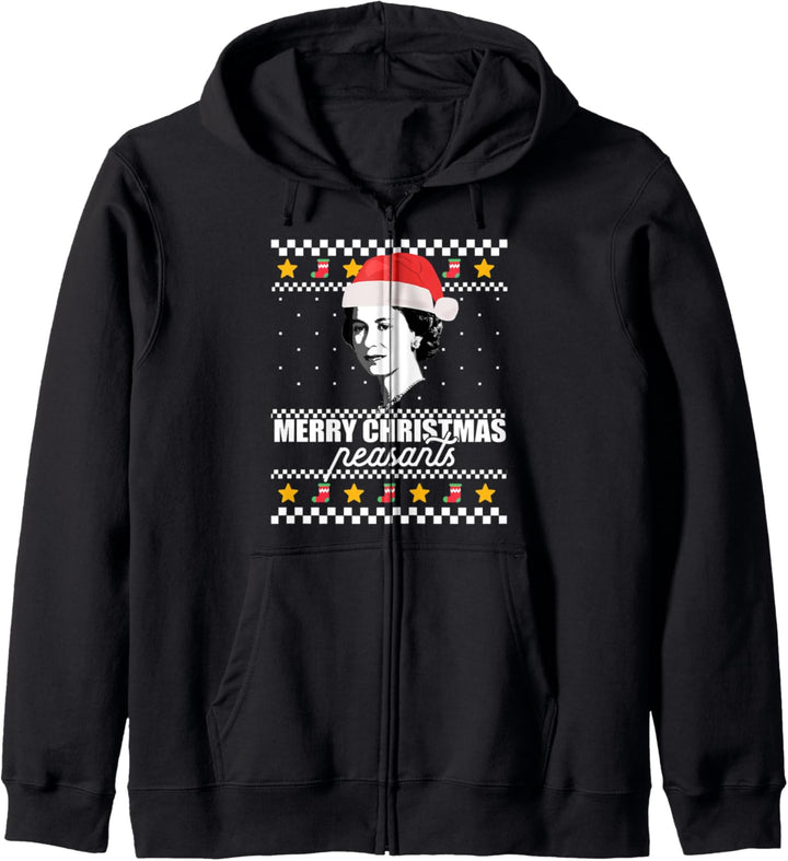 MERRY CHRISTMAS PEASANTS Queen Elizabeth Ugly Sweater Meme Kapuzenjacke