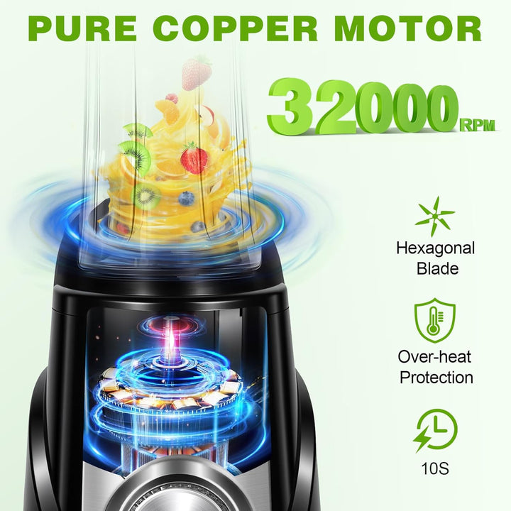 MIAOKE Smoothie-Mixer, 32.000 U/min, 10 Sekunden Entsaftungszeit, zum Zerkleinern von Eis und für Mi