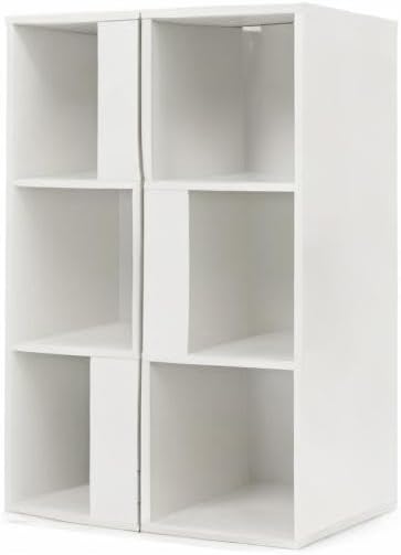GOPLUS 2er Set Bücherregal, Standregal mit 3 Offenen Fächern, Lagerregal Würfelregal Holz, Aufbewahr