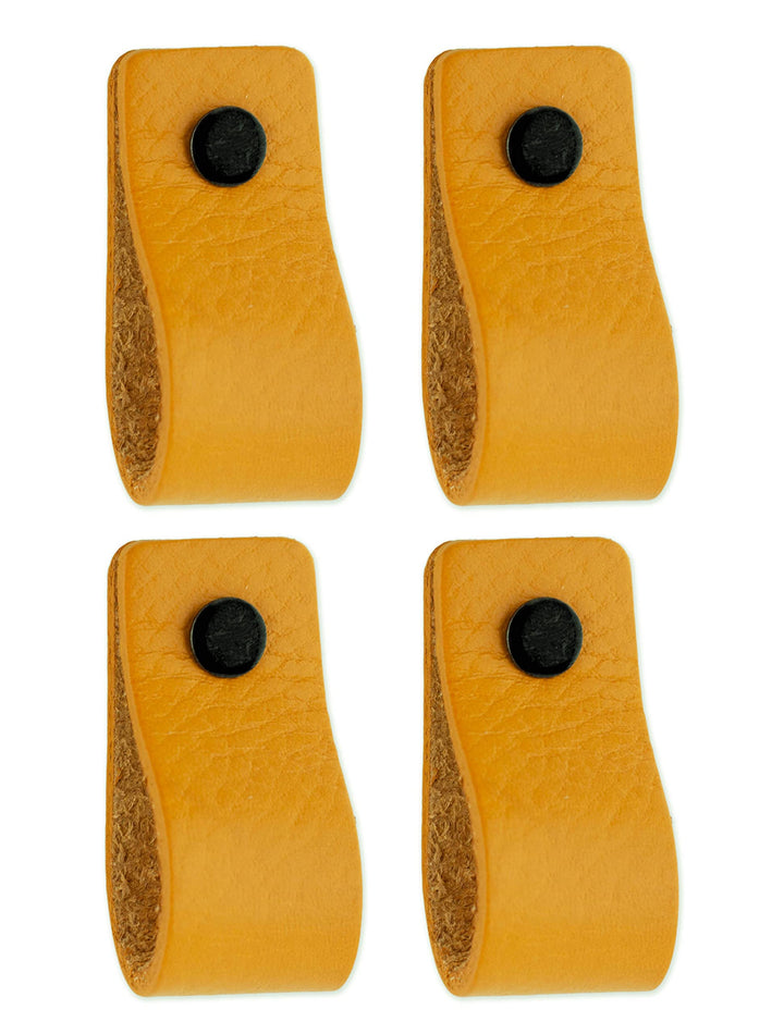 Brute Strength - Ledergriffe für Möbel - Ockergelb - 4 Stück - 12,5 x 2,5 cm - Schrankgriff, Türgrif
