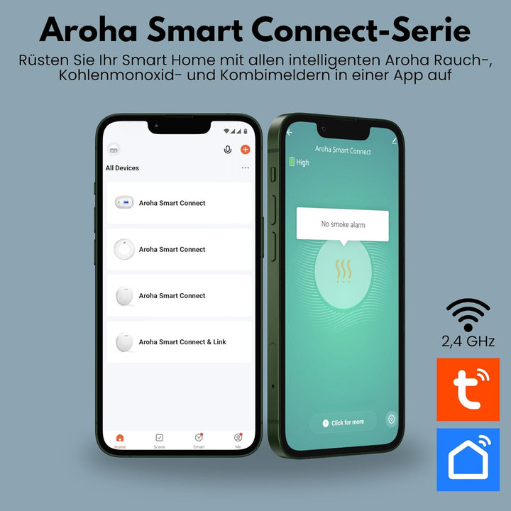 Smart Rauchmelder WLAN - 10 Jahre Batterie - Aroha Smart Connect Rauchmelder - Feuermelder WLAN Vern