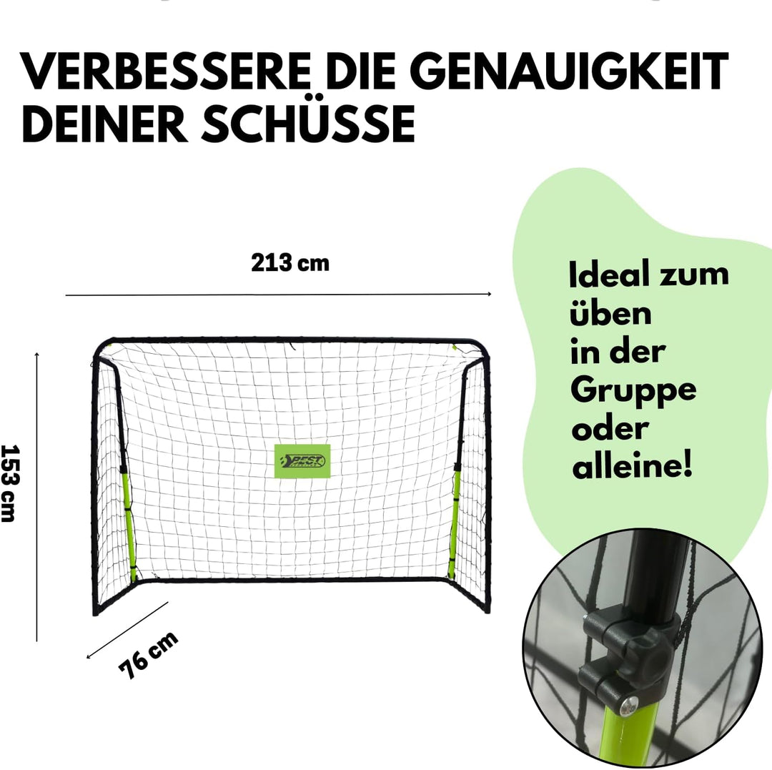 Best Sporting Fussballtor Rebound 213 x 153 x 76 cm I Fussball Tor mit Netz &amp; Rückprallwand I Reboun