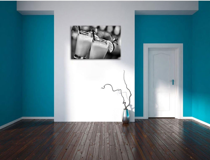 Pixxprint frischer Sommercocktail / 100x70cm Leinwandbild bespannt auf Holzrahmen/Wandbild Kunstdruc