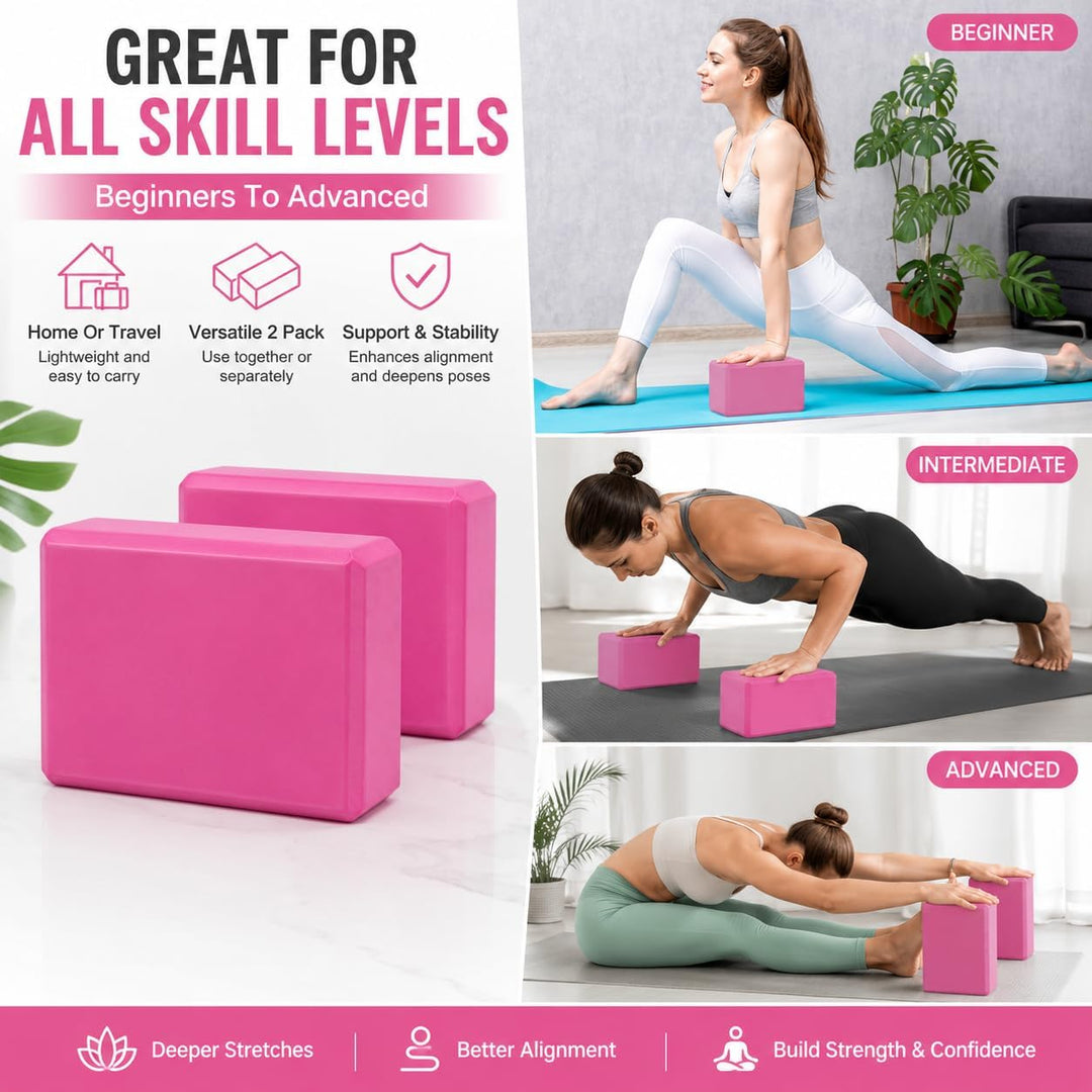 EXERZ Yoga-Blöcke, 2 Stück, Gymnastikblöcke, Übung, Workout, Fitness, Pilates, Stretch, Handstand, r