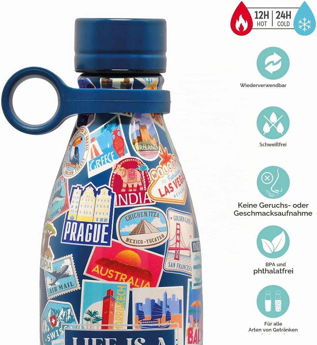 Legami - Thermosflasche Hot&amp;Cold, Sushi Cat, 800 ml, luftdichter Verschluss, 12 Stunden warm, 24 Stu
