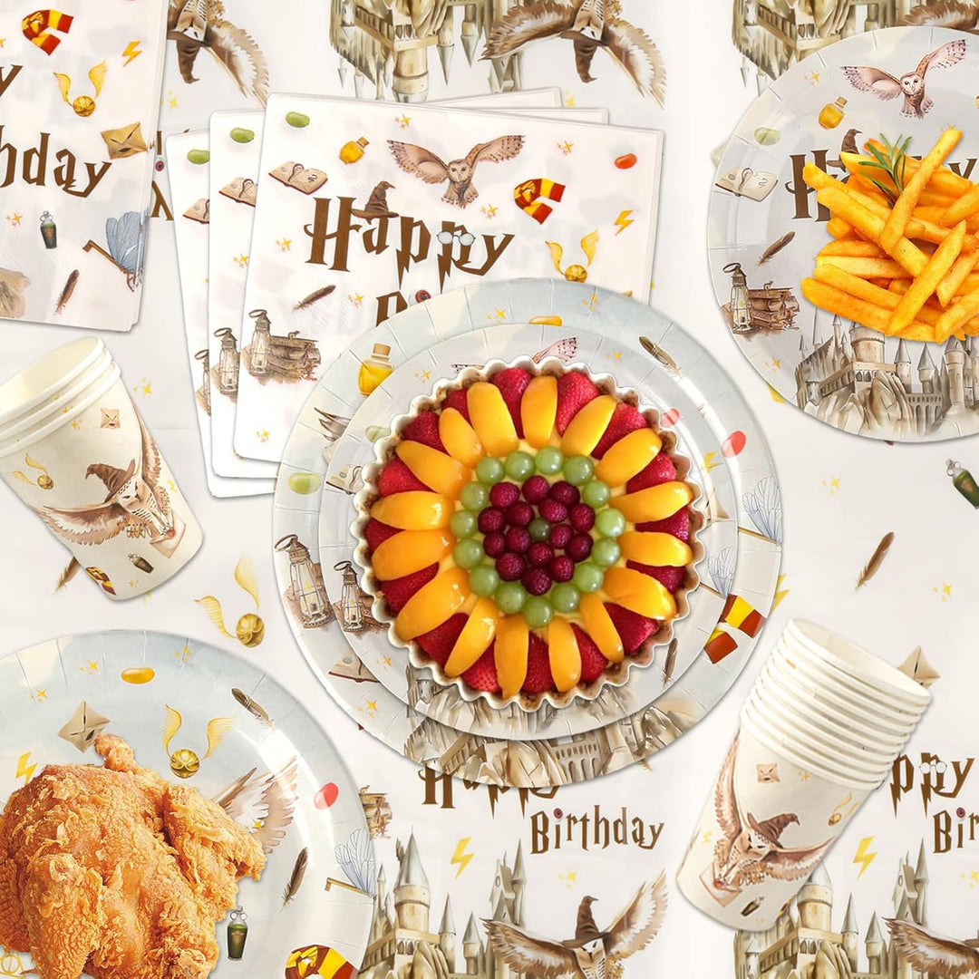 Wizard Geburtstag Deko Harry Partygeschirr Set Kinder- Pappteller Tischdecke Kindergeburtstag Junge