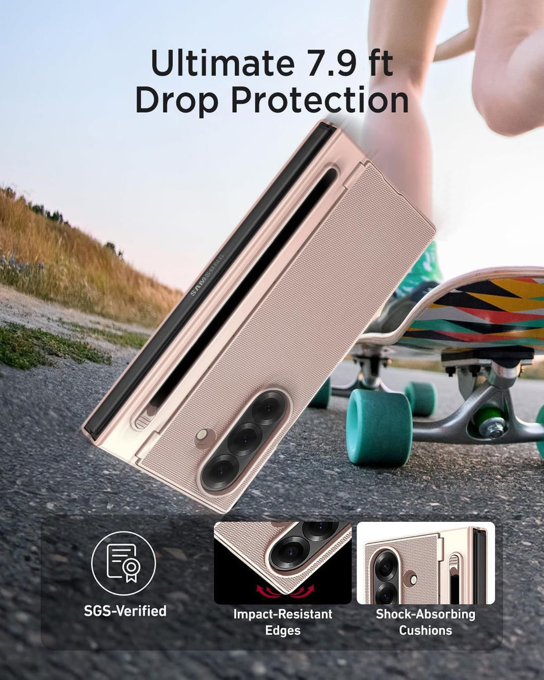 Miimall Kompatibel mit Samsung Galaxy Z Fold 5 Hülle mit S-Pen & Stifthalter, [HD Displayschutz] Ult