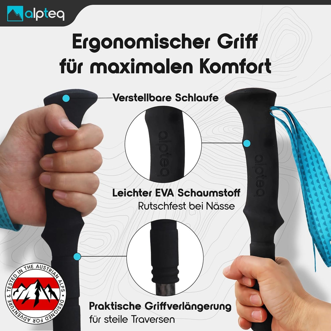 Wanderstöcke faltbar Carbon oder Aluminium mit Korkgriff | Bergsport Trekkingstöcke | Nordic Walking