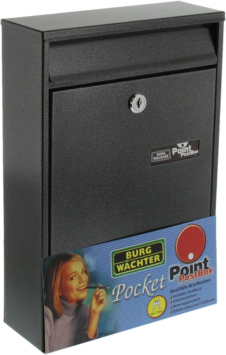 Burg-Wächter, Anlagenbriefkasten, A5 Einwurf-Format, Verzinkter Stahl, Pocket 5871 E, Eisen Stahl Ei