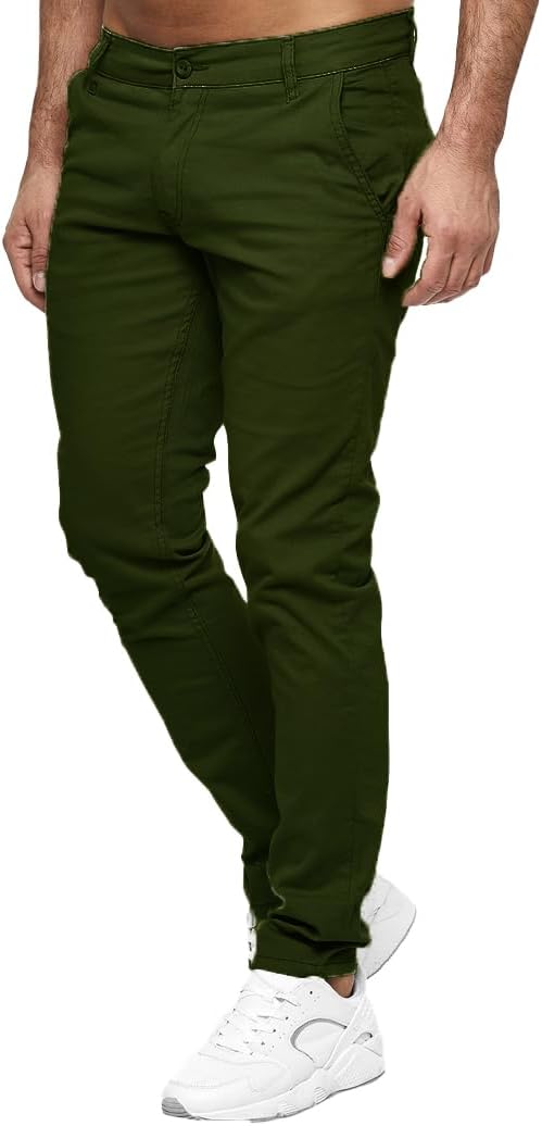 Elara Herren Chino Hose Stretch 29W / 30L Khaki, 29W / 30L Khaki