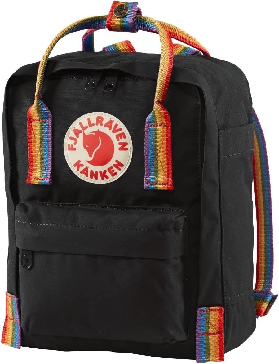 Fjällräven F23621 Kånken Mini Rucksack, Black-Rainbow Pattern, One Size, Black-rainbow Pattern