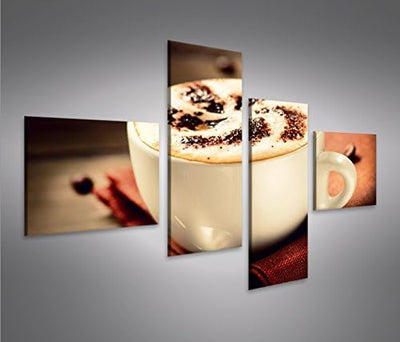 islandburner Bild Bilder auf Leinwand Cappuccino V2 Kaffee Küche 4L XXL Poster Leinwandbild Wandbild