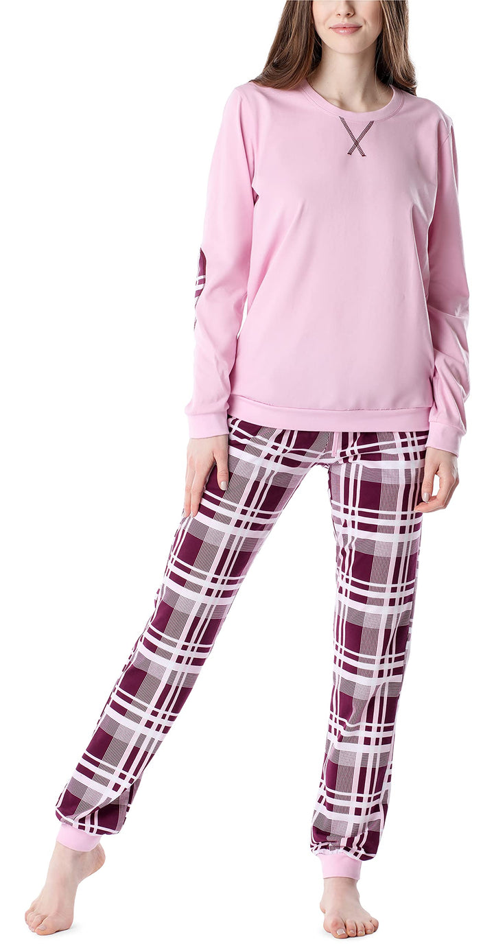 Merry Style Damen Schlafanzug MS10-168 XXL Rosa-kariert, XXL Rosa-kariert