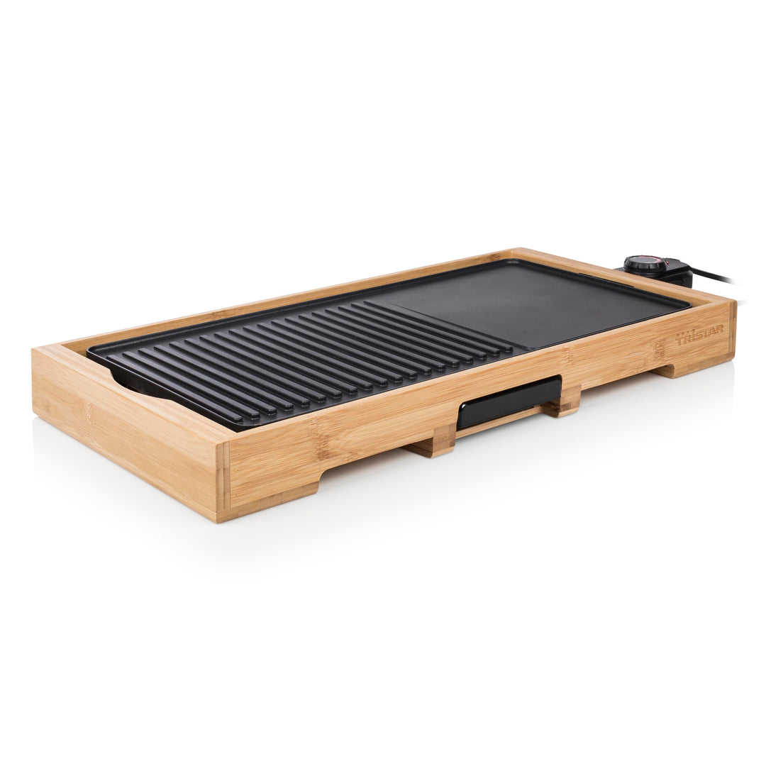 Tristar BP-2641 Bambus XL-Kombinierter Grill mit Teppanyaki-51 x 25,4 cm, Bamboo