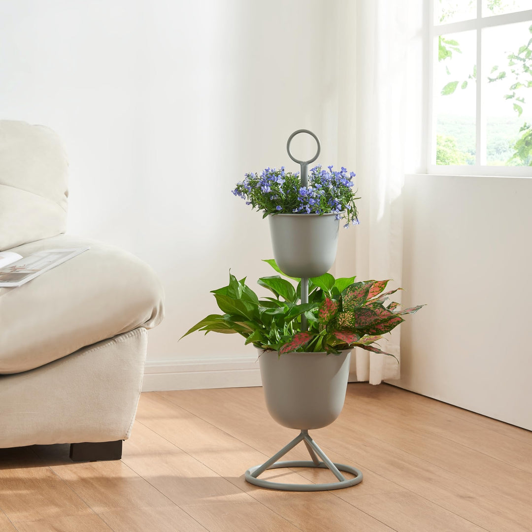 [en.casa] Blumenständer Alphen Blumentopfständer mit 2 Pflanztöpfen Blumentopfregal Pflanzenständer
