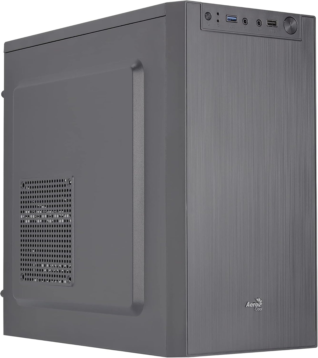 Aerocool CS108BKV1, kompakter PC-Gehäuse Micro ATX, poliertes Aluminium, 80 cm, Schwarz Schwarz CS10
