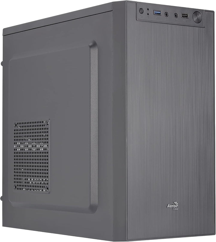 Aerocool CS108BKV1, kompakter PC-Gehäuse Micro ATX, poliertes Aluminium, 80 cm, Schwarz Schwarz CS10
