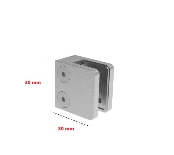 Sellon24® 4 Stück Glashalter Edelstahl V2A Glasklemme Eckig 30x30 MOD29 Glas 4-8mm 42,4/Flach (Mod 2