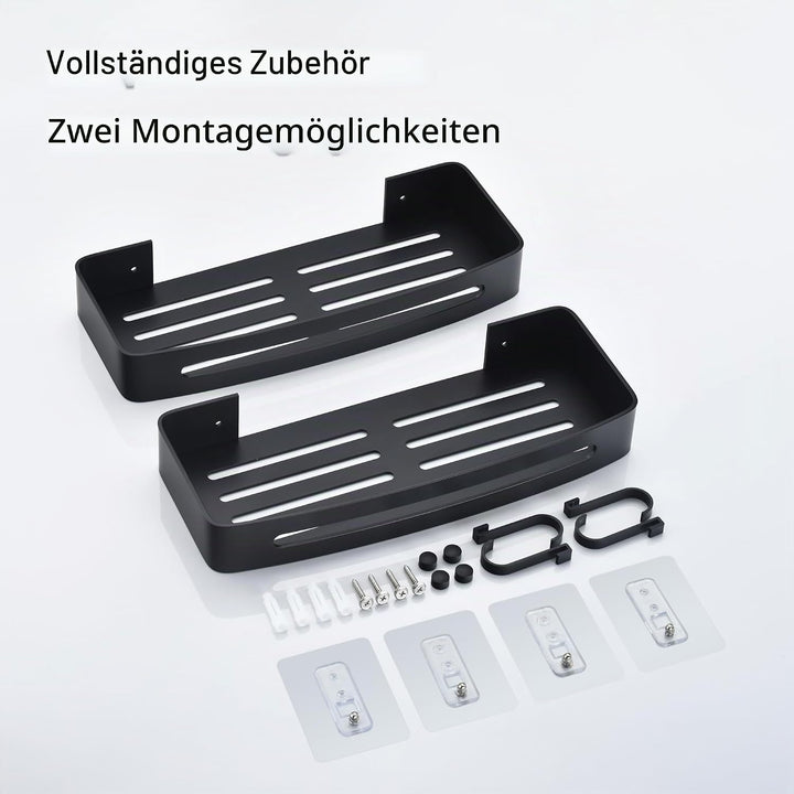 HNVNER Duschregal Ohne Bohren, Duschablage Aluminium mit 4 Haken Rostfreies Badezimmer Regal Shampoo