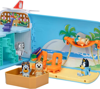 BlueY 3-in-1 Flugzeug-Spielset zum Ausklappen; Verwandlung von Flugzeug in Hotelresort & Boot! 70 cm