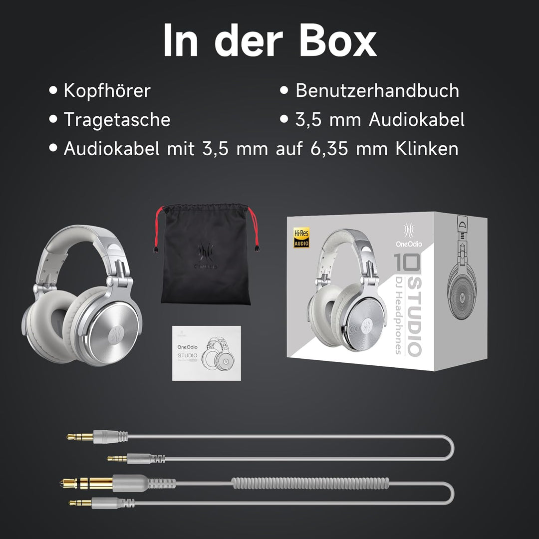 OneOdio Over Ear Kopfhörer mit Kabel, 50mm Treiber, Bassklang, 6.35 & 3.5mm Klinke, Share-Port, Gesc