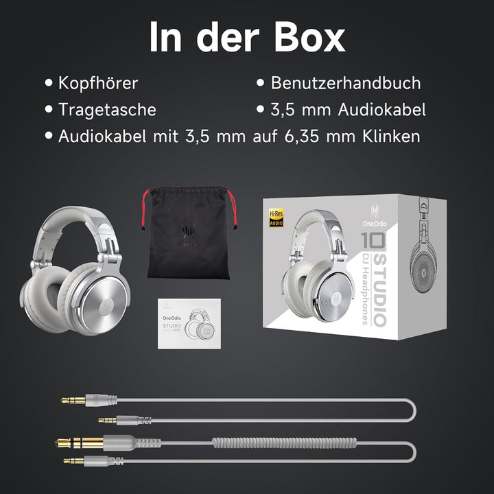 OneOdio Over Ear Kopfhörer mit Kabel, 50mm Treiber, Bassklang, 6.35 & 3.5mm Klinke, Share-Port, Gesc