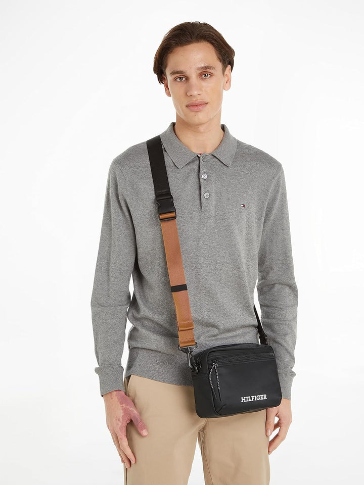 Tommy Hilfiger Herren Monotype Reporter-Tasche, Schwarz Einheitsgrösse Schwarz, Einheitsgrösse Schwa