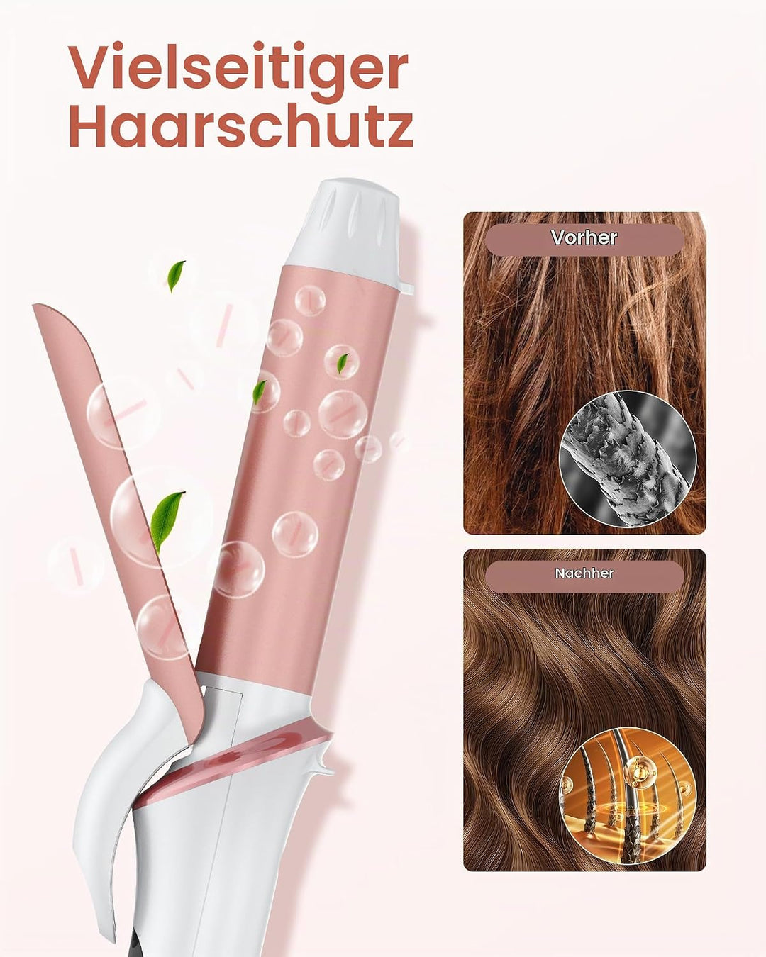 UKLISS Mini Lockenstab für Kurze Haare, 25mm Reise Lockenstab Kleine Locken, LCD Display 120-200℃, m