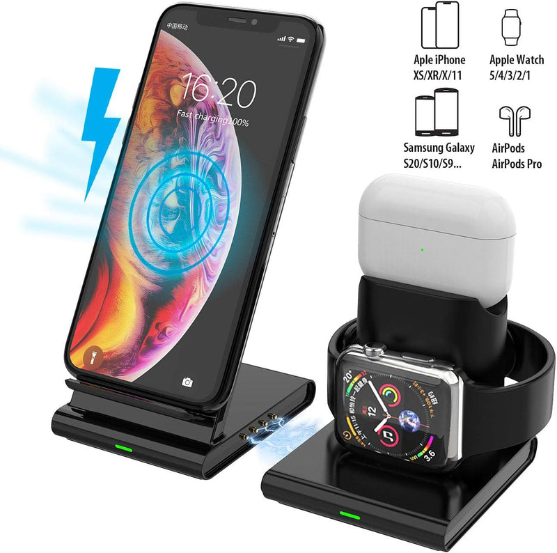 Callstel Ladestation Smartphone: 3in1-Induktions-Ladestation für Smartphone, Apple Watch & AirPods,