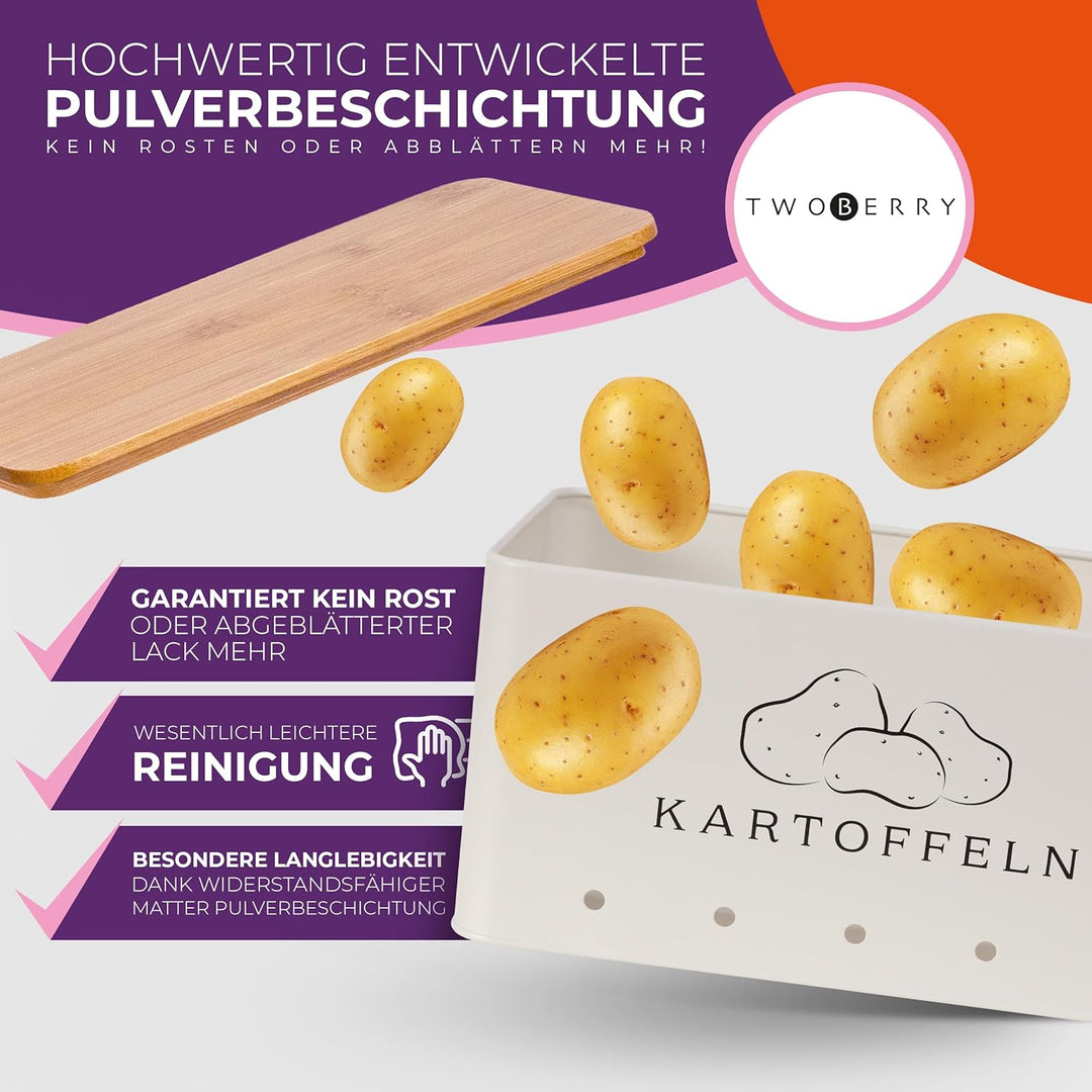 Kartoffel Aufbewahrungsbox (3er Set) inkl. Sparschäler- längere Haltbarkeit durch Luftzirkulation -