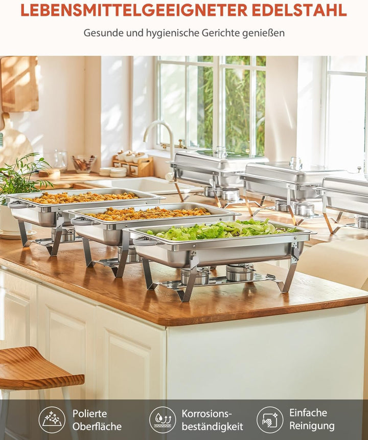 Wilprep Chafing Dish Edelstahl Buffet-Set Warmhaltebehälter Speisenwärmer Wärmebehälter Rechaud für