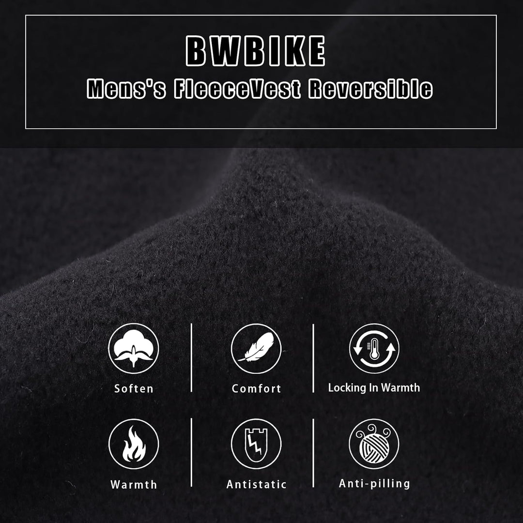 BWBIKE Herren Fleeceweste Doppelseitige Polarfleece Ärmeljacken Plus Velvet Outdoor Winddichte Verdi
