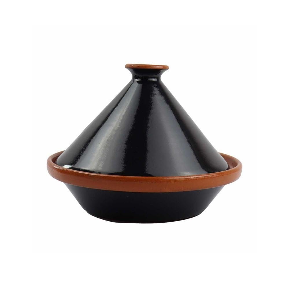 Tajine gemustert grün/weiss, schlanker Deckel - 30 cm Schwarz 25cm, Schwarz 25cm