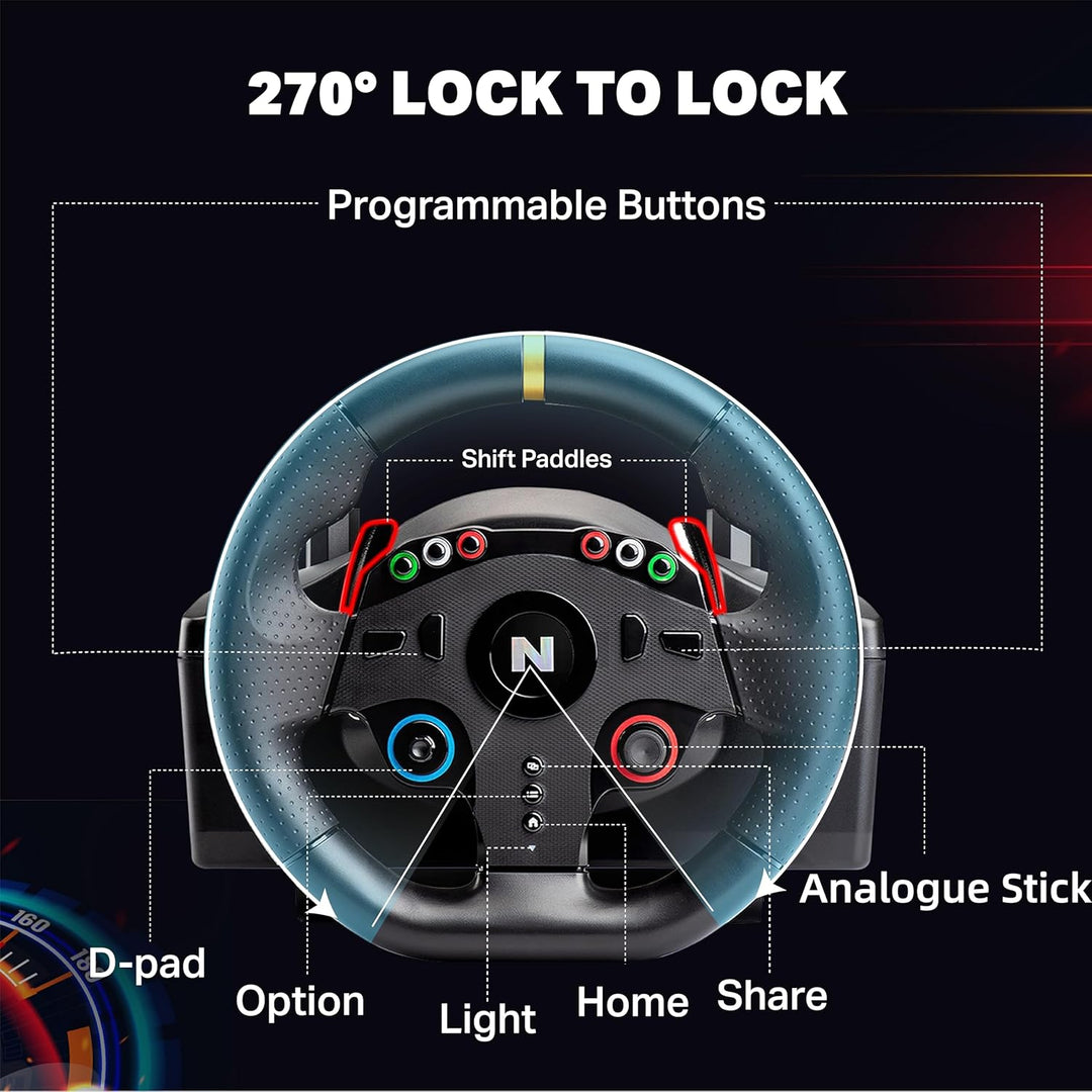 NITHO Drive Pro ONE V24 Gaming Rennlenkrad mit Pedalen, 270 Grad Spiele Lenkrad für PS4, PC, Xbox On