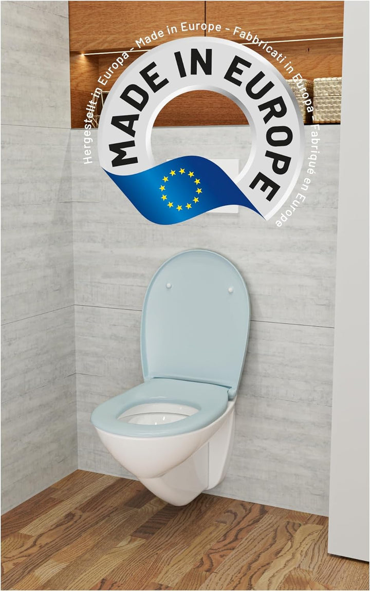 LUVETT® WC-Sitz mit Absenkautomatik C100 oval universell, Toilettendeckel mit 3 Edelstahl Montagelös