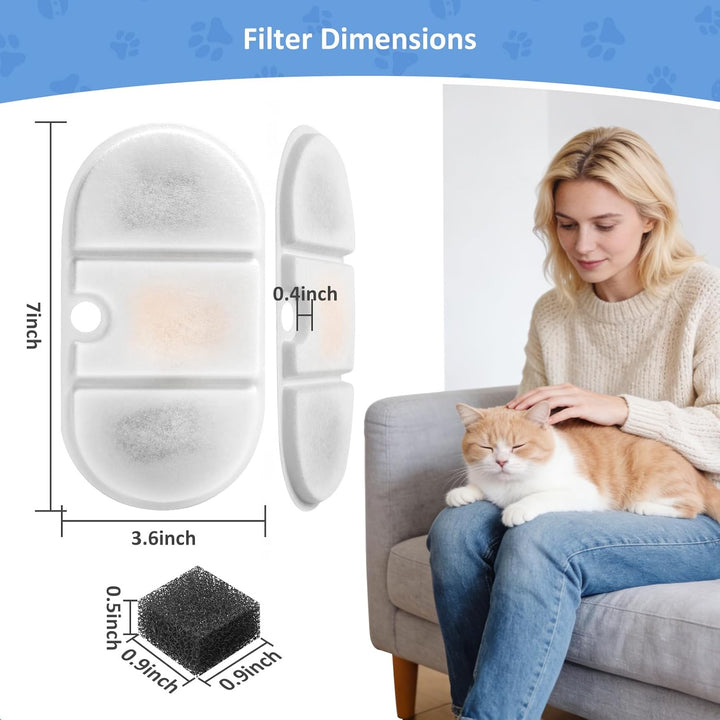 16 Pack Katzenbrunnen Filter kompatibel mit 2.1L Capsule Trinkbrunnen PLWF002, Ersatzfilter mit Vier