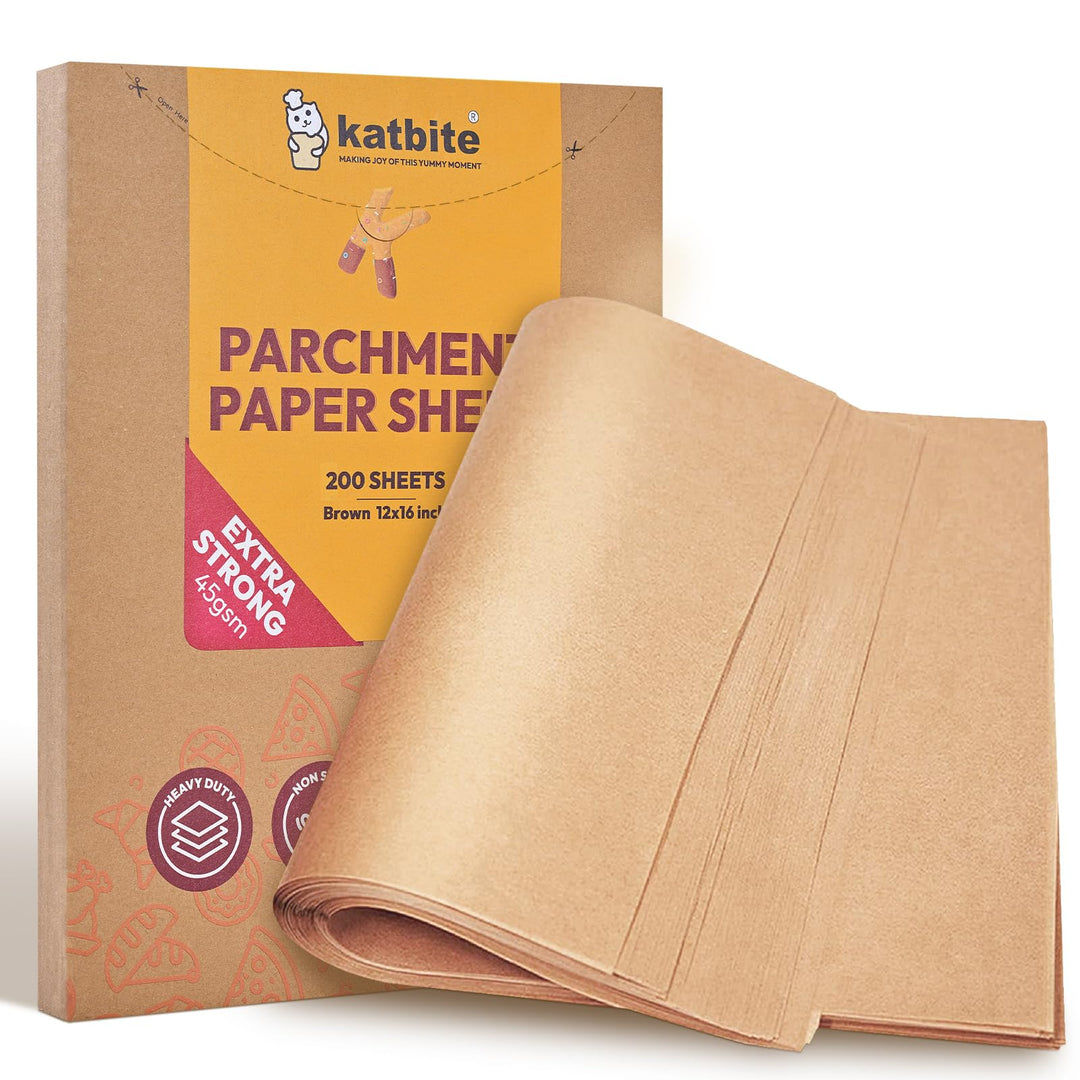 katbite Braun Backpapier Zuschnitte, 200 Blatt 30 x 40 cm Backpapier, zum Backen von Keksen, Kochen,