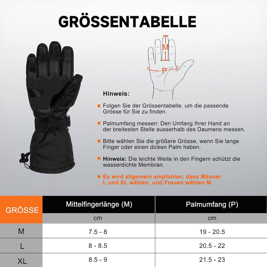 PEKWZIZ Beheizbare Handschuhe, 6000mAh Akku USB Beheizte Handschuhe für Damen Herren, 3 Heizstufen W