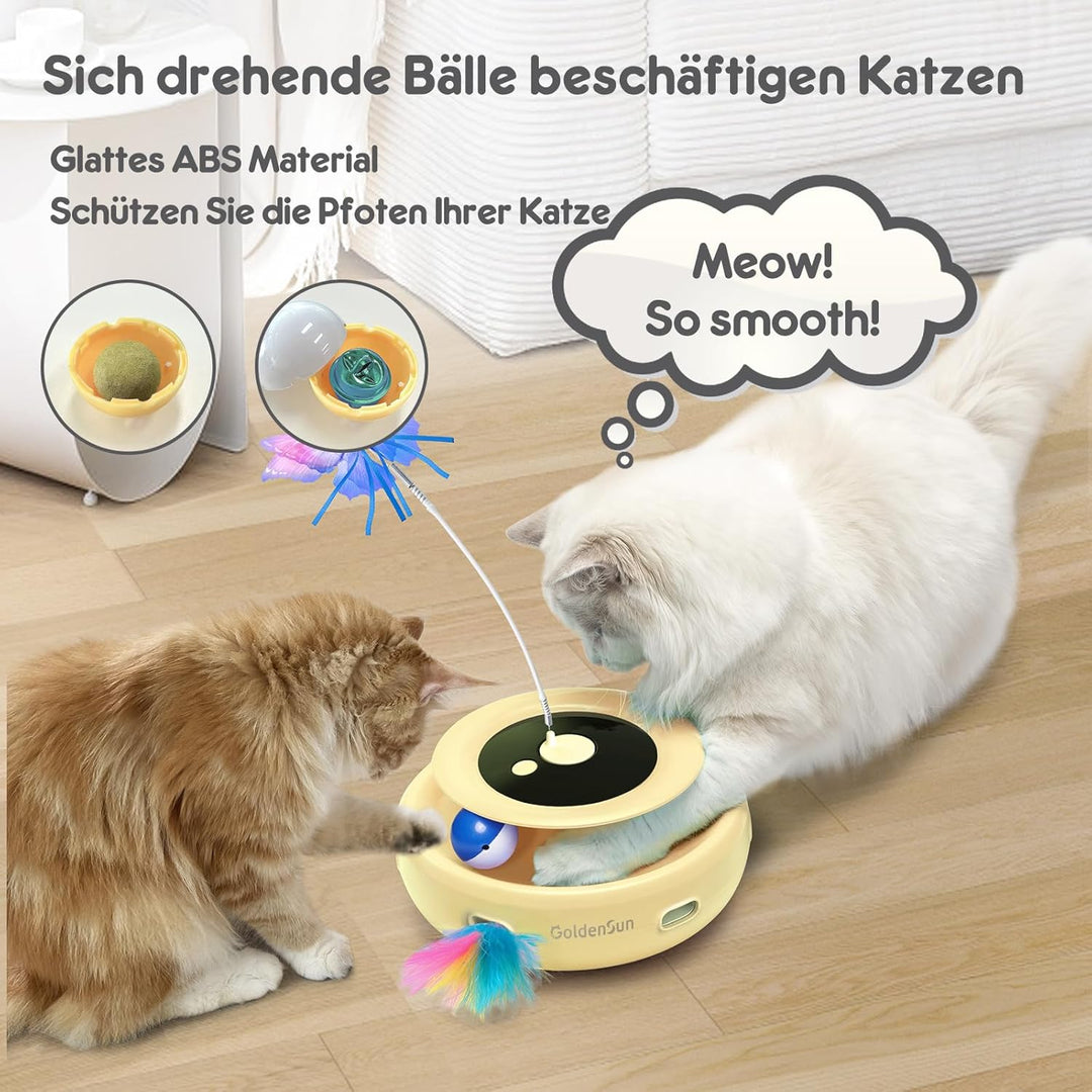 GoldenSun Interaktives Katzenspielzeug, 3 in 1 Elektrisch Automatischer Spielzeug für Katzen, Whack-