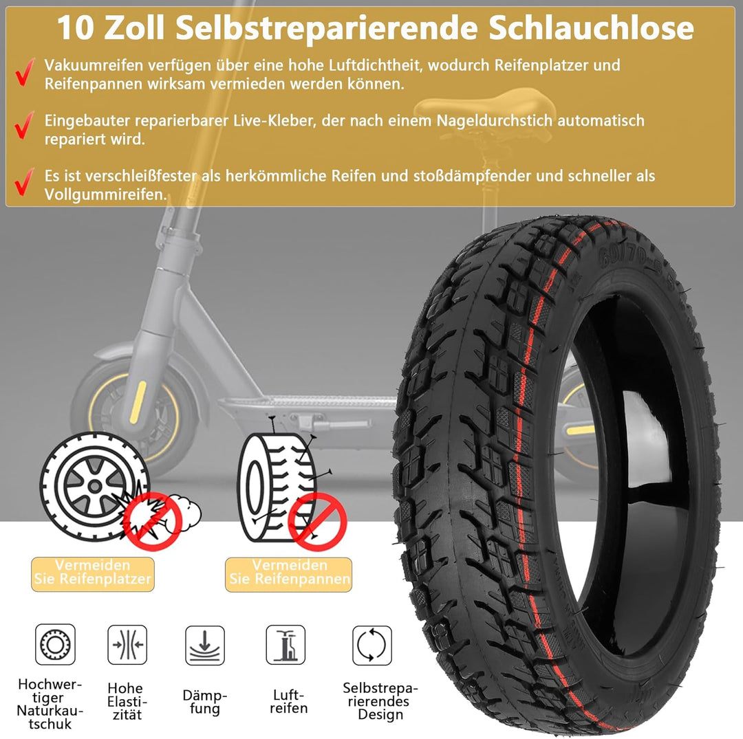 VOLOHAS 10 Zoll Offroad Reifen 60/70-6,5 Tubeless Reifen für Ninebot MAX G30/G30D/G30D 2 Elektroroll