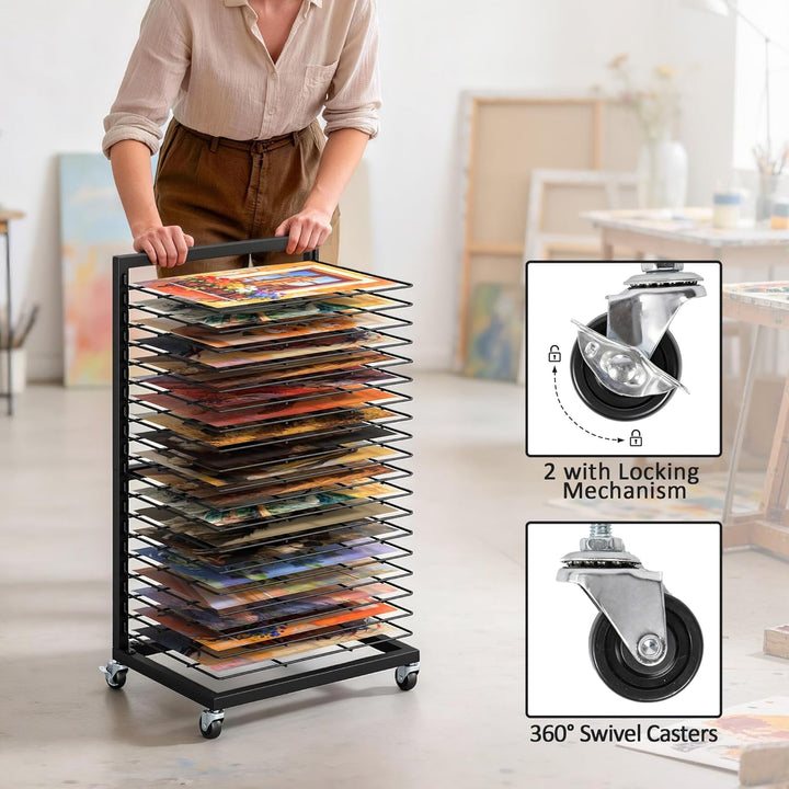 uyoyous Mobiles Bilder Trockengestell 40.5×30×70.5cm Kunsttrockengestell mit 19 Herausnehmbaren Rega