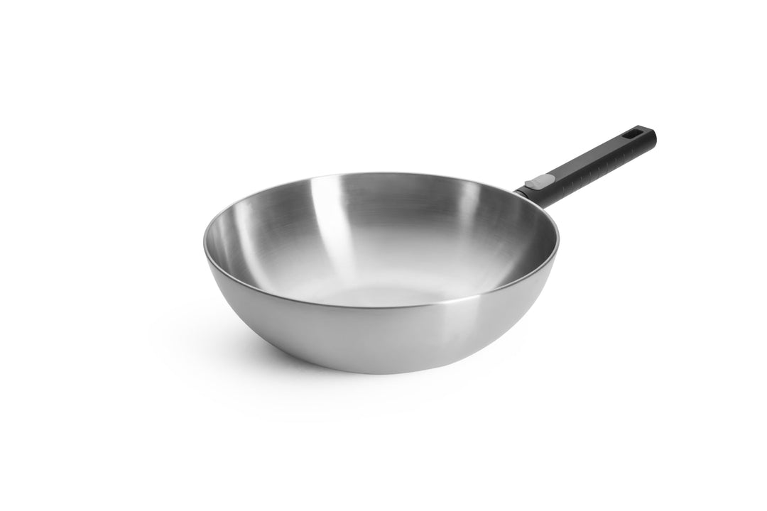 Woll Logic Steel Wok- und Rührpfanne - Induktiv -, Ø 30 cm, 10 cm hoch, mit abnehmbaren Stiel - Geei