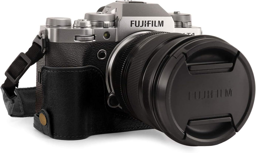 MegaGear MG1923 Ever Ready Kameratasche aus Echtleder, für Fujifilm X-T4, Schwarz, Schwarz