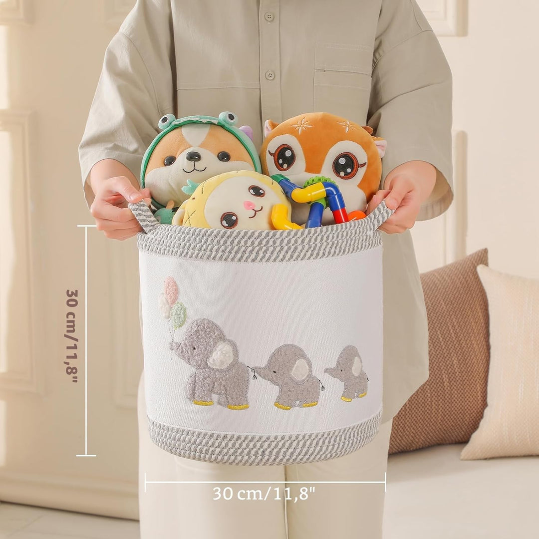 Baby Spielzeugkorb Wäschekorb Decke Körbe Niedlicher Elefant Kinderzimmer Aufbewahrungskorb, gewebte