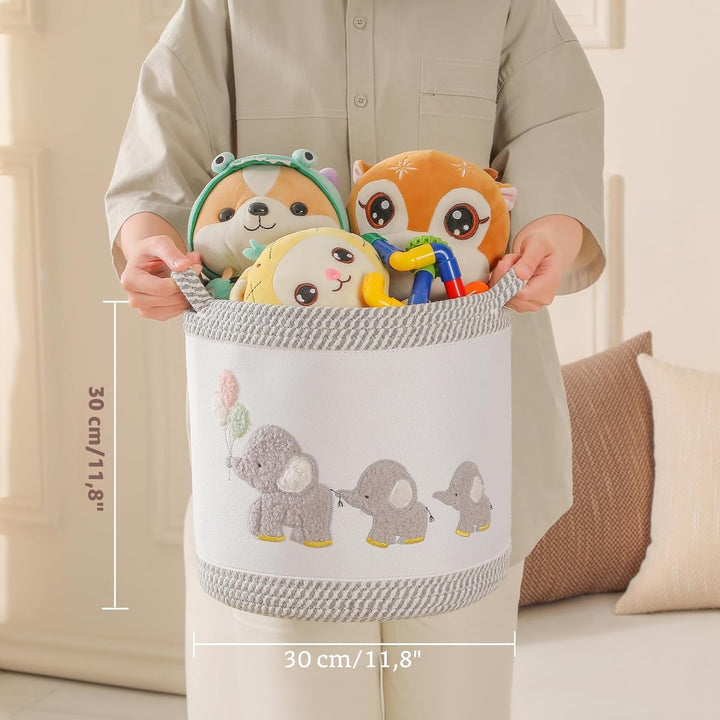 Baby Spielzeugkorb Wäschekorb Decke Körbe Niedlicher Elefant Kinderzimmer Aufbewahrungskorb, gewebte