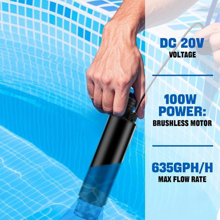 Tauchpumpe für Einhell 18V Akku, Mini-Wasserpumpe, Absaugpumpe,Poolpumpen für Keller,Pool,Gartenbewä