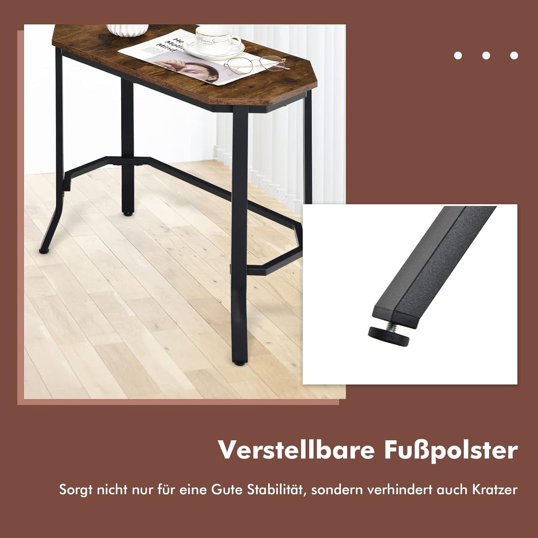 COSTWAY Konsolentisch Industriell, Schmaler Beistelltisch, Sofatisch Metallgestell, Flurtisch Dekoti